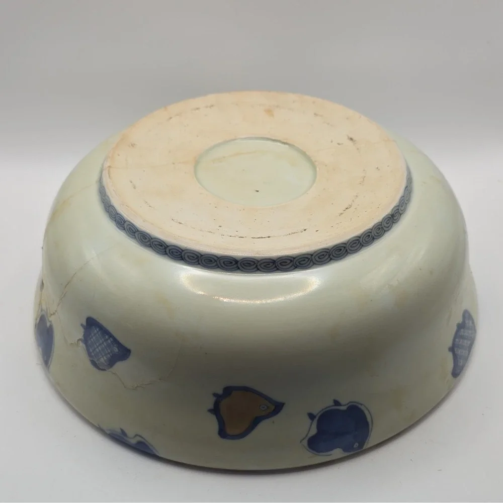 Antique Japanese Imari Porcelain Bowl Hawk Falcon Meiji Edo 19th C As Is Cracked